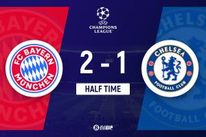 半场-拜仁2-1切尔西 凯恩造点+点射帕尔默破门查洛巴乌龙